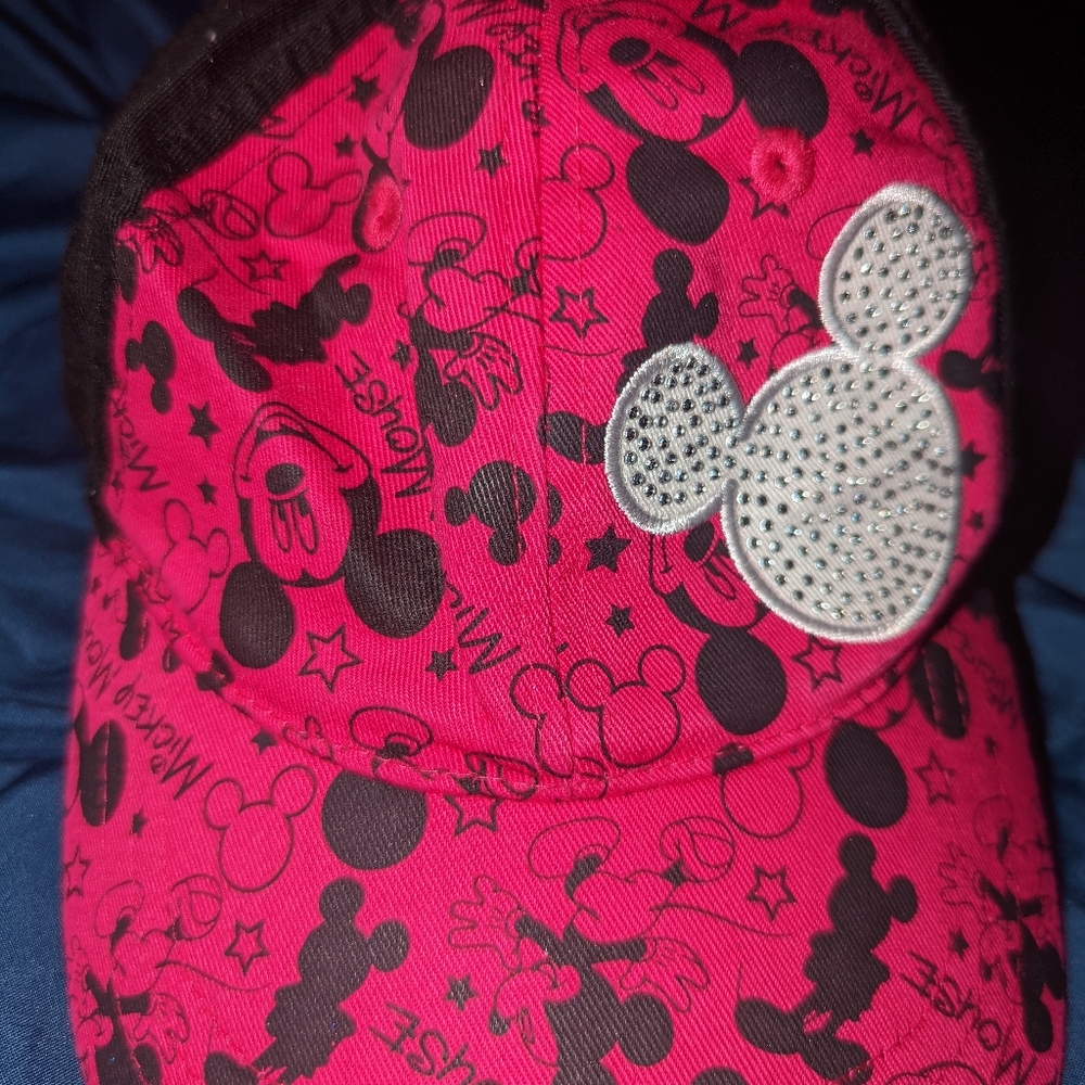 Disney hot pink bling Mickey mouse hat youth size